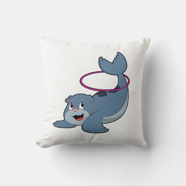 Seal at Fitness with Fitness tires.PNG Throw Pillow (Front)