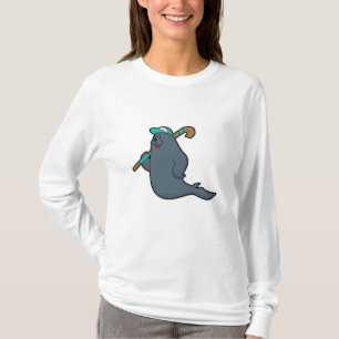 Seal at Hockey with Hockey stick T-Shirt