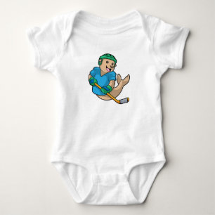 Seal at Ice hockey with Ice hockey stick Baby Bodysuit