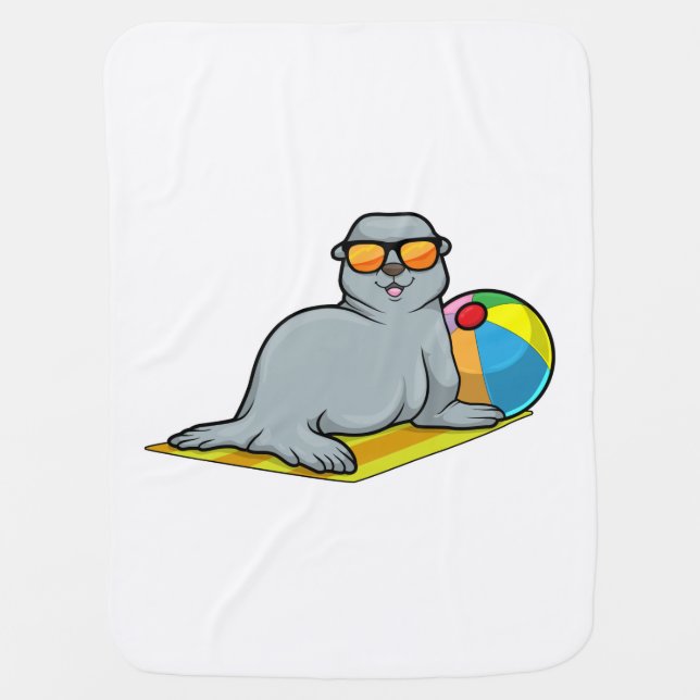 Seal at Sunbathing with Water polo Baby Blanket (Front)