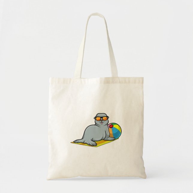Seal at Sunbathing with Water polo Tote Bag (Front)