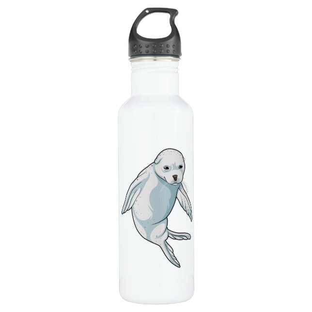 Seal at Swimming Stainless Steel Water Bottle (Front)