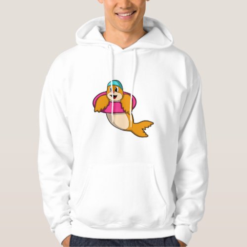 Seal at Swimming with Swim ring Hoodie