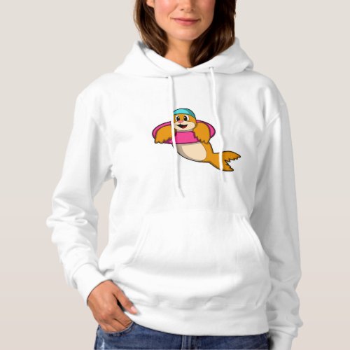 Seal at Swimming with Swim ring Hoodie