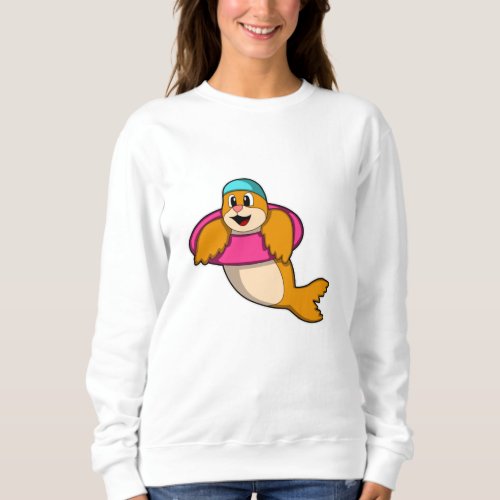 Seal at Swimming with Swim ring Sweatshirt