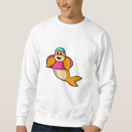 Seal at Swimming with Swim ring Sweatshirt