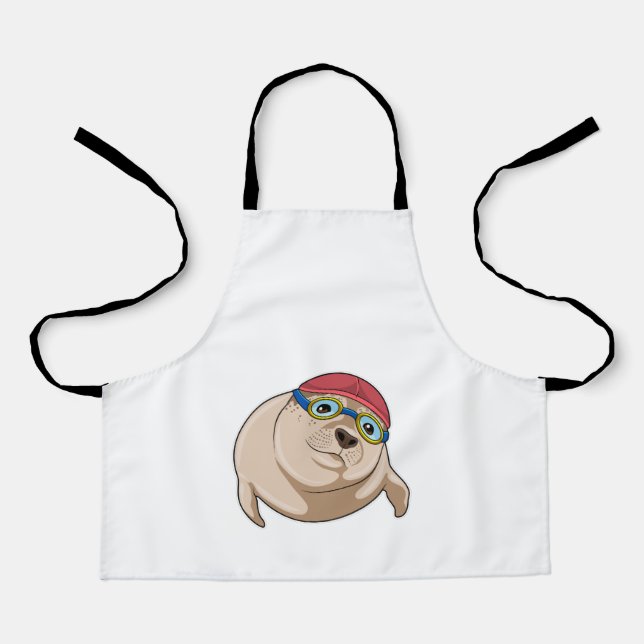 Seal at Swimming with Swimming goggles Apron (Front)
