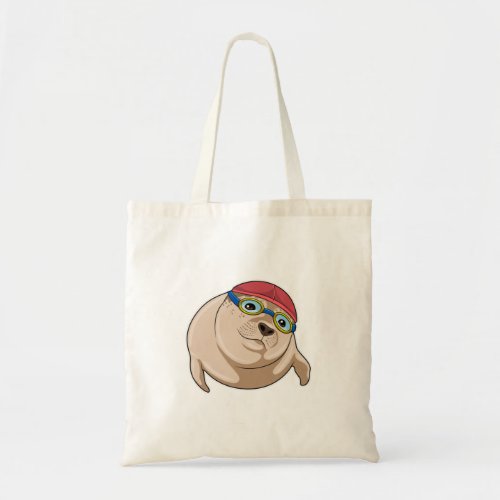 Seal at Swimming with Swimming goggles Tote Bag