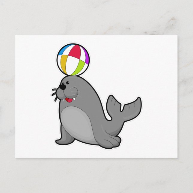 Seal at Water sports with Water polo Postcard (Front)