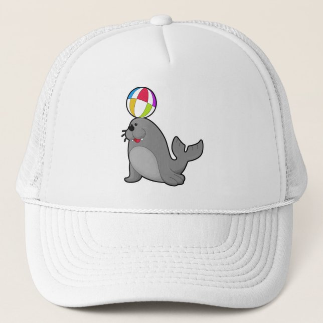 Seal at Water sports with Water polo Trucker Hat (Front)