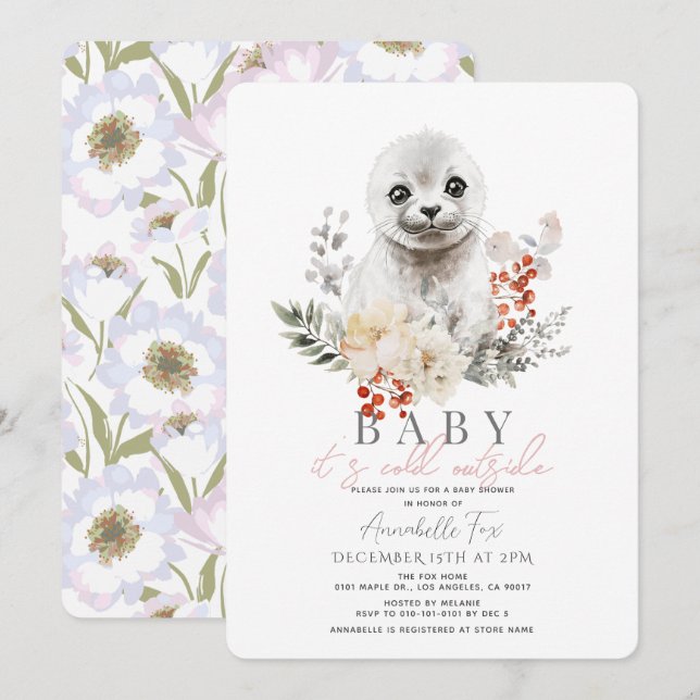 Seal Baby It's Cold Outside Baby Shower Invitation (Front/Back)