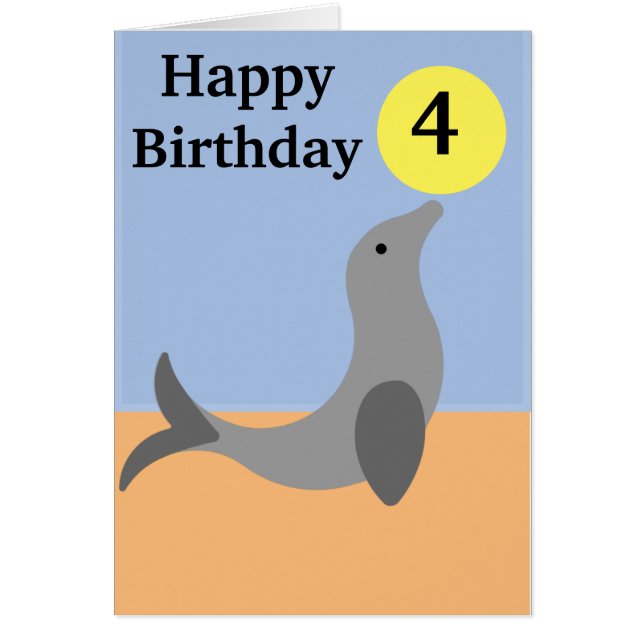 Seal balancing a yellow ball age cards (Front)