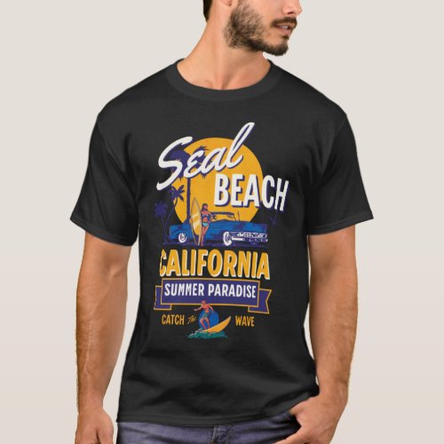 Seal Beach California Retro T_Shirt