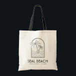 Seal Beach Wedding Weekend Destination Wedding Tote Bag<br><div class="desc">Welcome your Seal Beach wedding guests with these custom wedding welcome bags! Embrace the sunny spirit with this classic tote featuring a palm tree and ocean line sketch design. Customize it with the name and location of your wedding. Give your guests a stylish gift to be used long after the...</div>