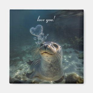 seal blowing heart bubbles magnet