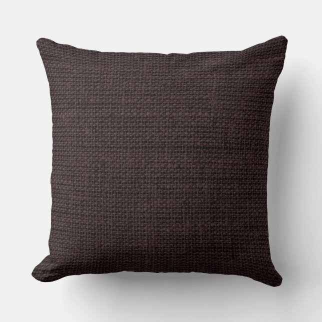 Seal brown Burlap Rustic Linen Throw Pillow (Front)