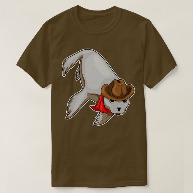 Seal Cowboy Cowboy hat T-Shirt (Design Front)