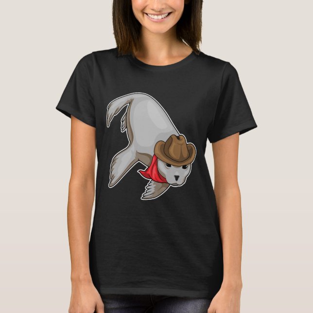 Seal Cowboy Cowboy hat T-Shirt (Front)
