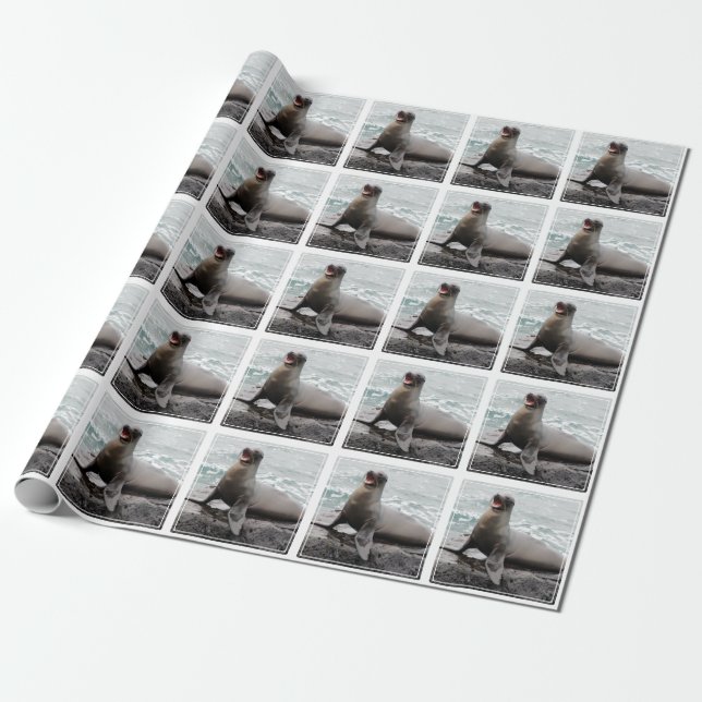 Seal Custom background color Wrapping Paper (Unrolled)