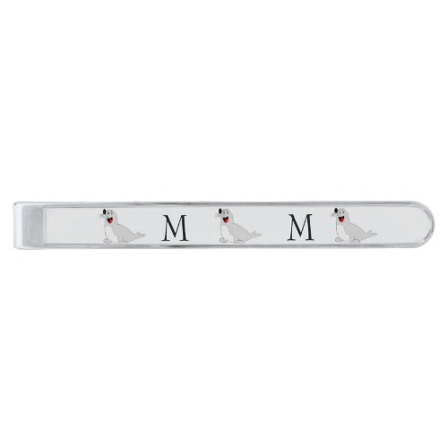 Seal Design Monogrammed Silver Finish Tie Bar