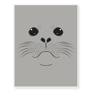 Seal face silhouette temporary tattoos