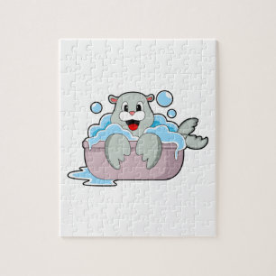 Seal in Bathtub Jigsaw Puzzle