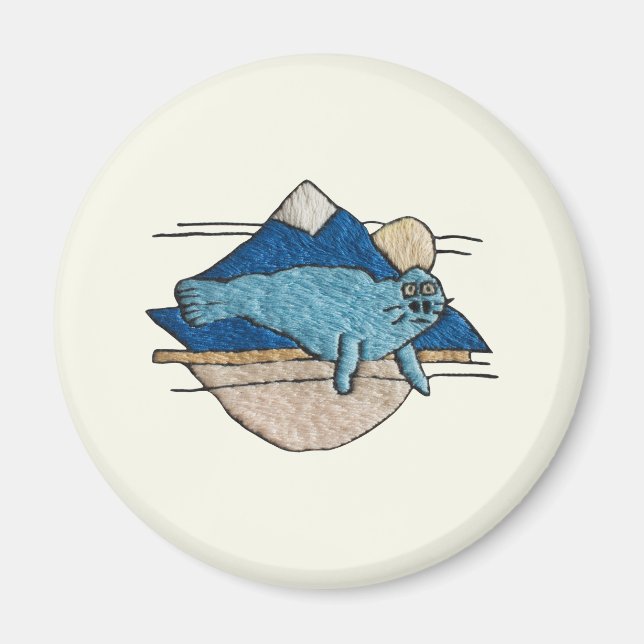Seal in embroidery design magnet (Front)