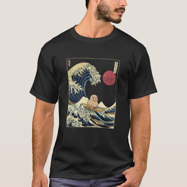Seal Kanagawa Wave Funny Surf Animal  T-Shirt (Front)