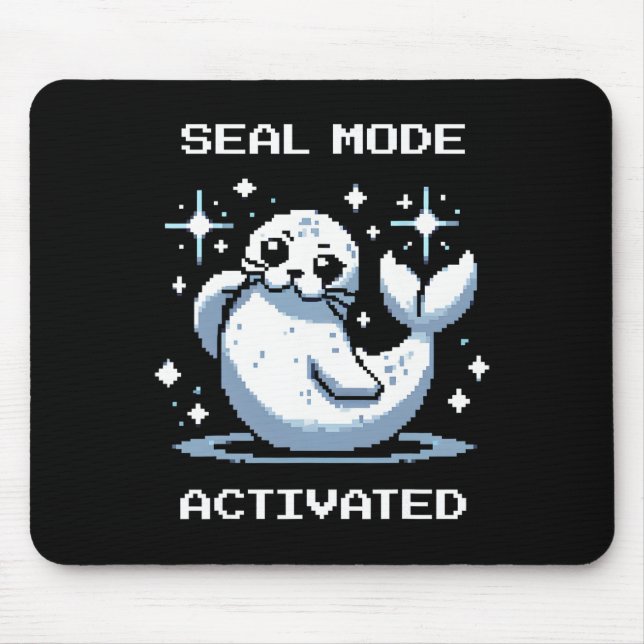 Seal Mode Activated Pixel Art Seal Retro Gamer Sty Mouse Pad (Front)