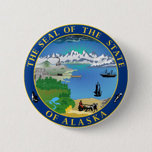 Seal of Alaska State USA Button