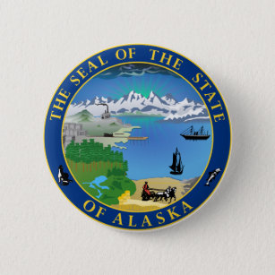 Seal of Alaska State USA Button