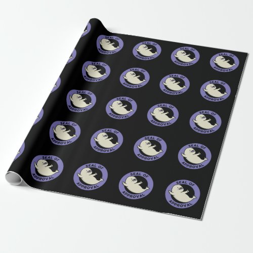 Seal Of Approval Funny Seal Pun Dark BG Wrapping Paper