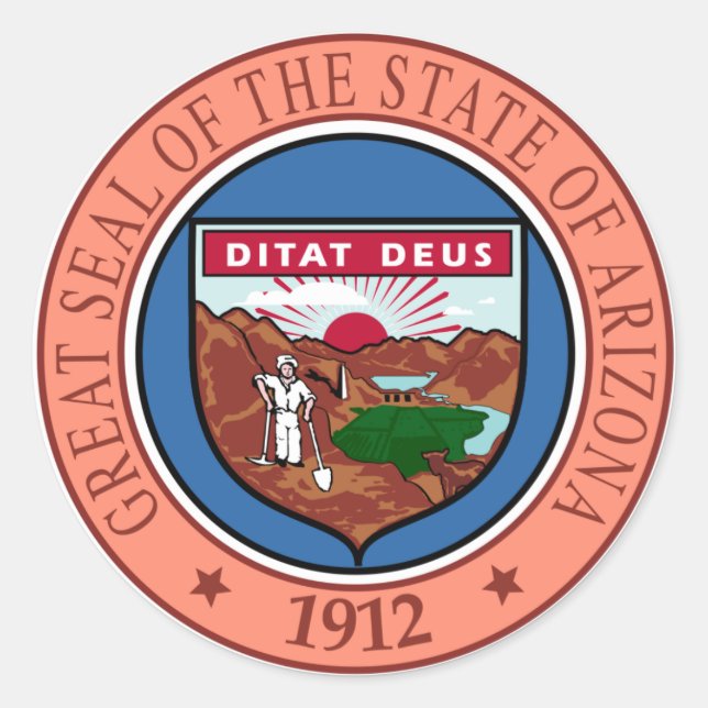 Seal of Arizona State USA Round Sticker (Front)