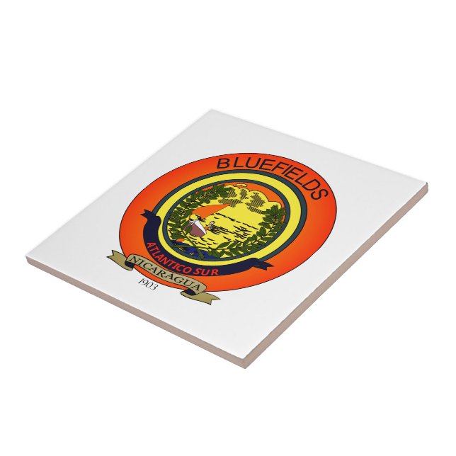 Seal of Bluefields, Nicaragua Ceramic Tile (Side)
