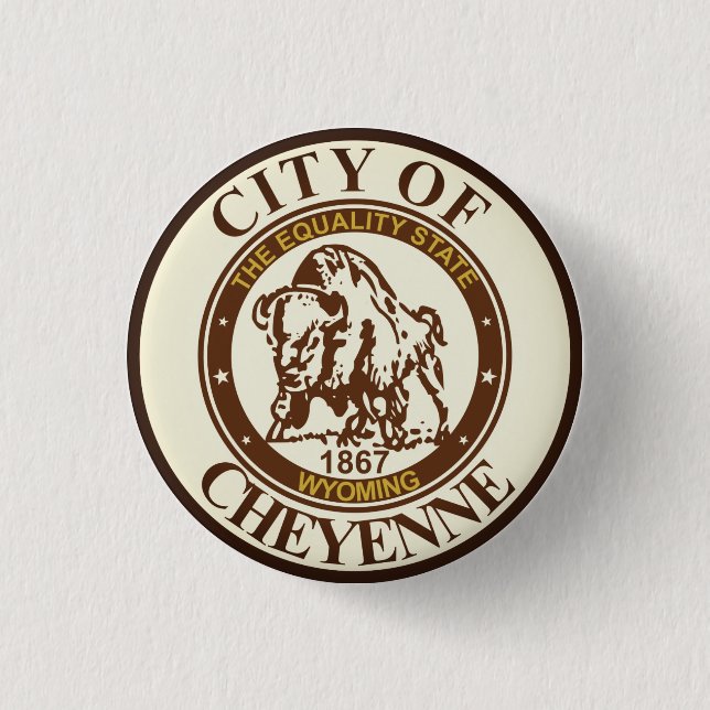 Seal of Cheyenne, Wyoming Button (Front)