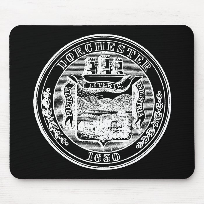 Seal of Dorchester Massachusetts, white Mousepad