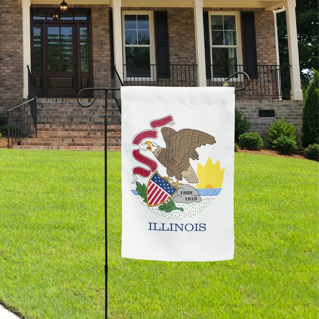 Seal of Illinois White State Garden Flag (Seal of Illinois White State Garden Flag)