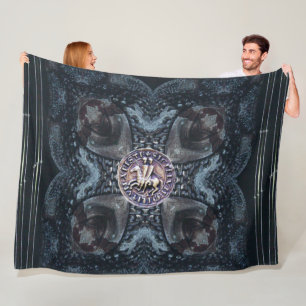 SEAL OF KNIGHTS TEMPLAR ON IRON CROSS Black Fleece Blanket