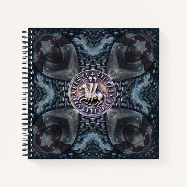 SEAL OF KNIGHTS TEMPLAR ON IRON CROSS Black Notebook (Front)