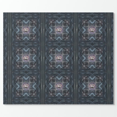 SEAL OF KNIGHTS TEMPLAR ON IRON CROSS Black Tiles Wrapping Paper