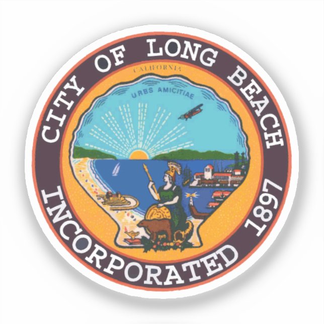 Seal of Long Beach, California Sticker (Front)