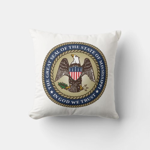 Seal of Mississippi US State Throw Pillow