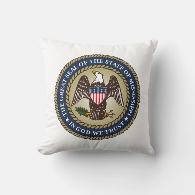 Seal of Mississippi (US State) Throw Pillow (Front)