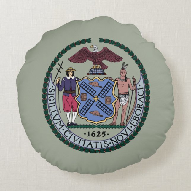 Seal of New York City Round Pillow (Back)