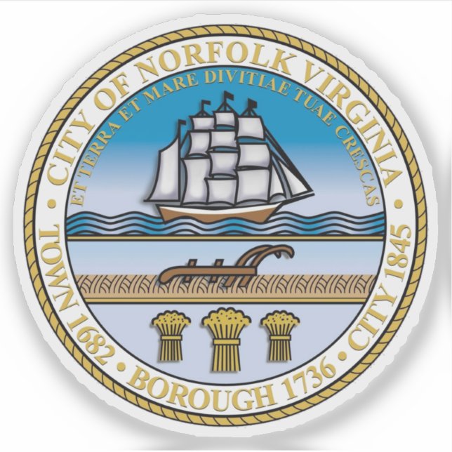 Seal of Norfolk, Virginia, USA Sticker (Front)