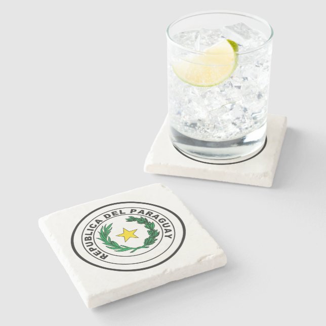 Seal of Paraguay Stone Coaster (Side)