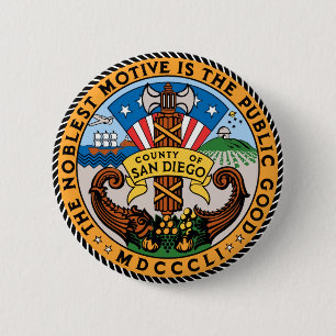 Seal of San Diego County, California Pinback Button