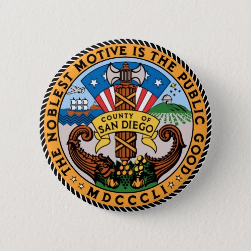 Seal of San Diego County California Pinback Button