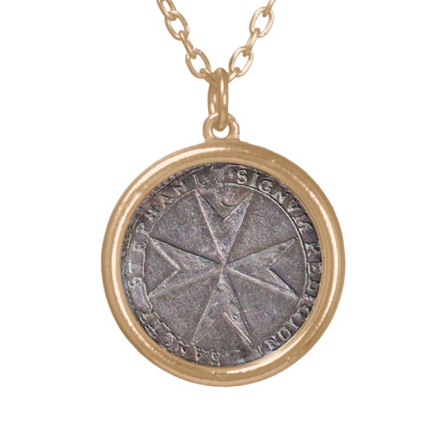 Seal of St. Stephen Tuscany Medici Gold Plated Necklace (Front)