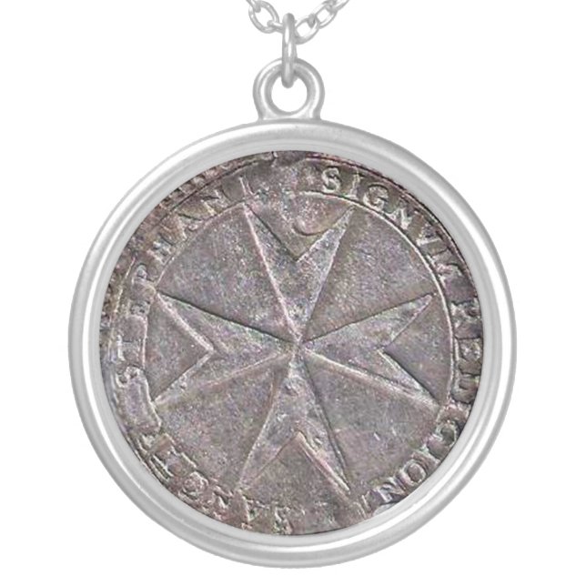 Seal of St. Stephen Tuscany Medici Silver Plated Necklace (Front)